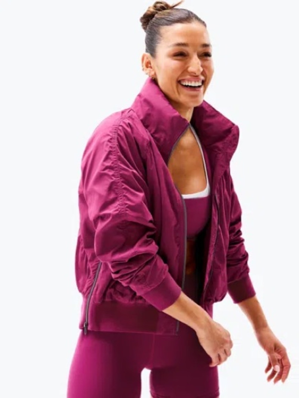 Athleta Jetset Bomber Jacket in Wildberry Women’s Size Medium